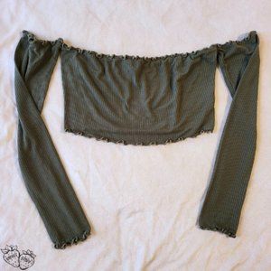Forever 21 Off the Shoulder Long Sleeve Crop Top ~